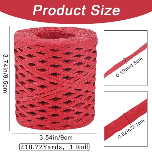 CRASPIRE 218 Yards Raffia Paper Ribbon for Wrapping Ribbon Indian Red Packing Ribbon Raffia Twine String Packing Paper Twine for Christmas Wrapping DIY Craft - Image 2