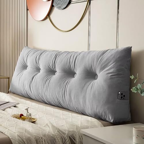 cnsmak Triangular Wedge Headboard Pillows Twin Dorm Headboard Pillow Long Backrest Positioning Support for Sleeping Back Pillow for Bed Sitting Up Wedge Pillow Reading Bed Lumbar Pillow