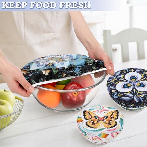 5Pcs Reusable Beeswax Elastic Bowl Covers for Bread Proofing and Food Cover - image 4