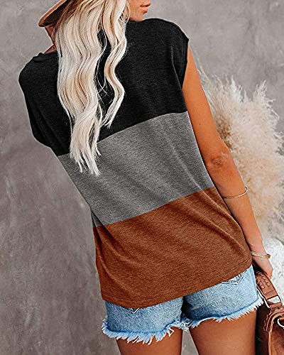 Nanyuaya Womens Summer Casual Tops 2023 Basic Loose Cap Sleeve Tshirts Solid Color Blouse With Pocket #TOP2