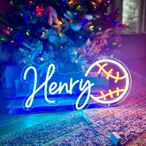 KADAFAGO Custom Name Ball Neon Sign, Personalized Name Neon Signs Add Football Baseball Basketball Pattern Sports Led Lights for Boys Girl Bedroom Decor Birthday Party Gift for Kids and Nursery Decor