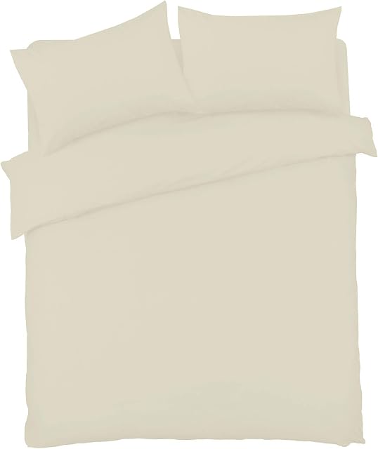 Olivia Rocco Duvet Cover Set Easy Care Plain Dyed Quilt Cover Sets, Single Cream