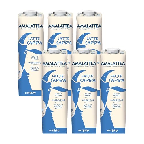 Granarolo, Latte di Capra Amalattea, 6 Confezioni di Latte Intero UHT da 1 lt, 100% Made in Italy, Ideale per Donne e Bambini, Dal Gusto Pieno, Ricca Fonte di Calcio