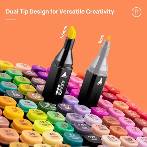 Image of Dual Tip Colorful Art Markers Sketch Pens 80 Colors with Carrying Case For Painting Sketching Calligraphy Drawing, Chisel & Fine Tip Permanent Colouring Marker For Kids Adult, Multicolor (80)