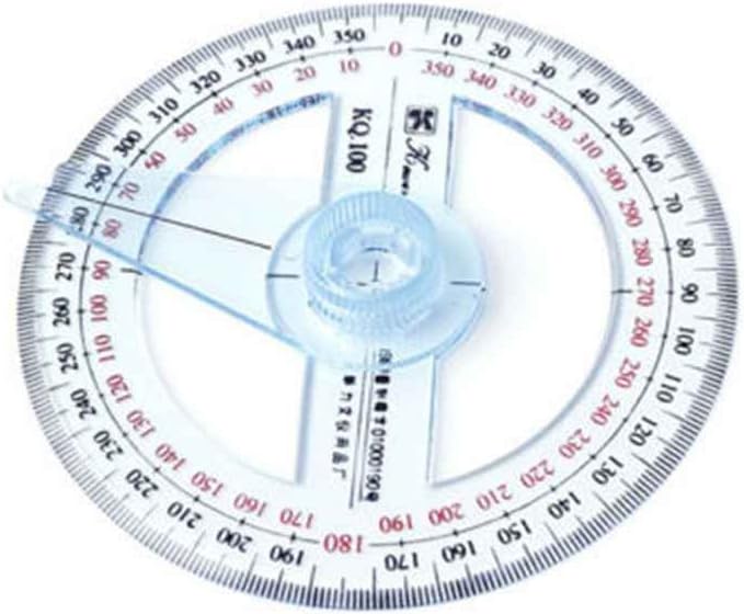 Topker Plastic 360 Degree Protractor Ruler Angle Ruler,360 Plastic Finder Swing Arm School Office Angle Ruler