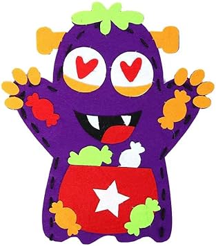 EUJEKMSE Marioneta de Mano de Halloween DIY para niños,jardín de Infantes,no Tejido,Hecho a Mano,Dibujos Animados,Guantes de Tela Divertidos,Paquete de Material