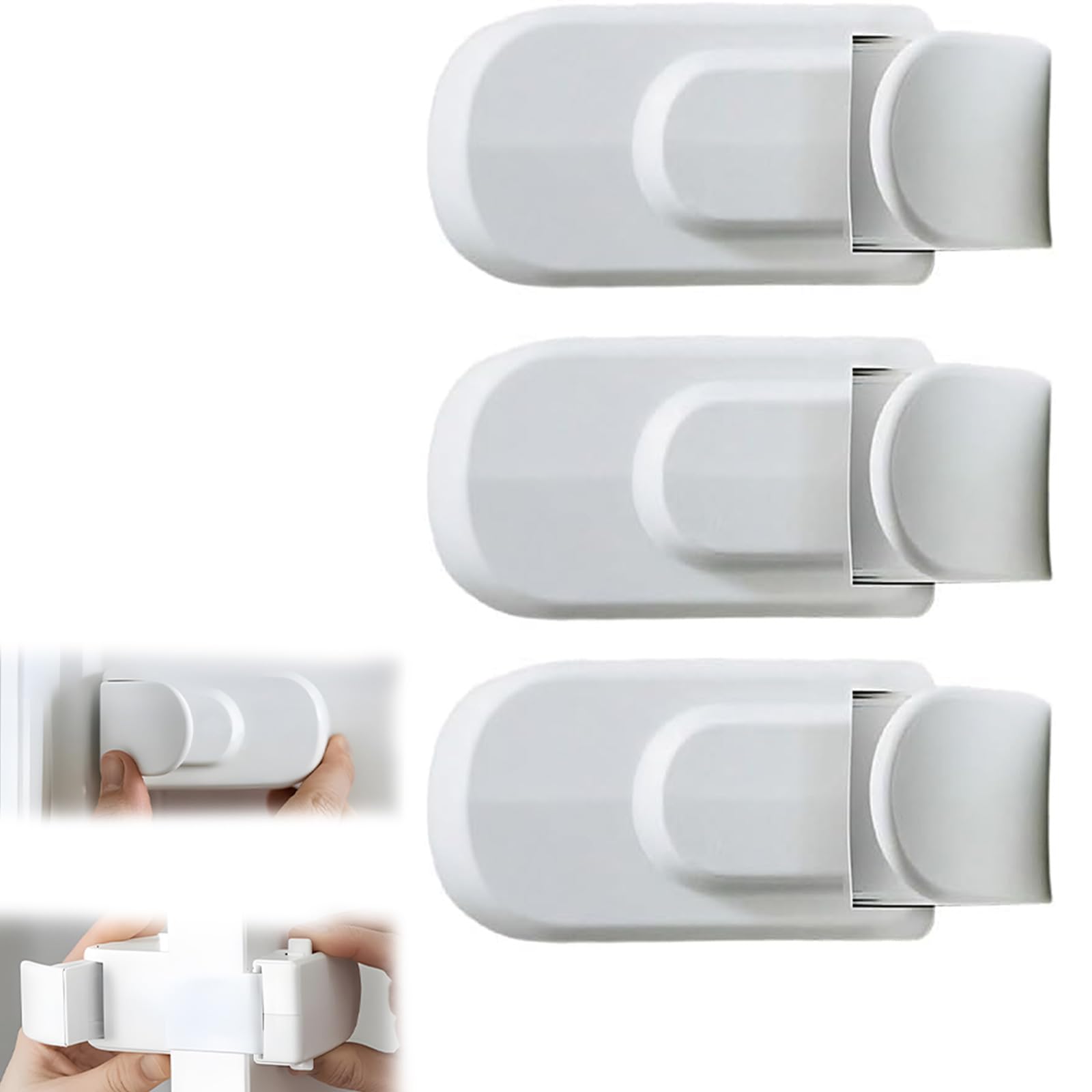 Snap On Door Locks for Kids Can't Reach or Defeat, Child Proof Door Locks No Drill No Adhesive Baby Proof Door Latches,Pet Proof Door Stopper for Toddlers Cats & Dogs, Fits 1-3/8" Thick Doors (3PCS)