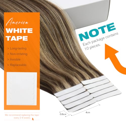 Image of Sunny Hair Tape in Hair Extensions Human Hair Brown Highlight Blonde Soft