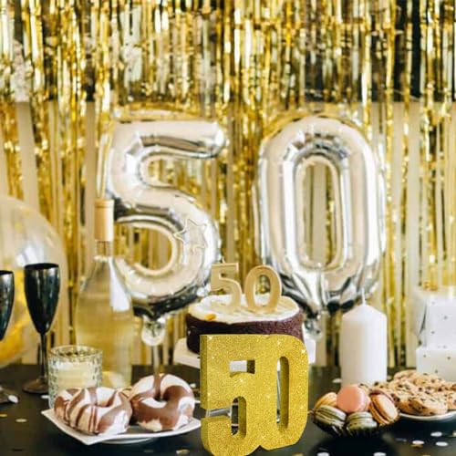 Image of TONIFUL 50th Birthday Decoration for Men and Women,50th Anniversary Decoration,Glod Glitter 50th Birthday Centerpieces for Party Decoration,Number 50 Centerpiece Table Decoration