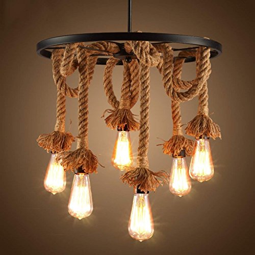 Lustre nordique en corde de chanvre pour éclairage de salle à manger
