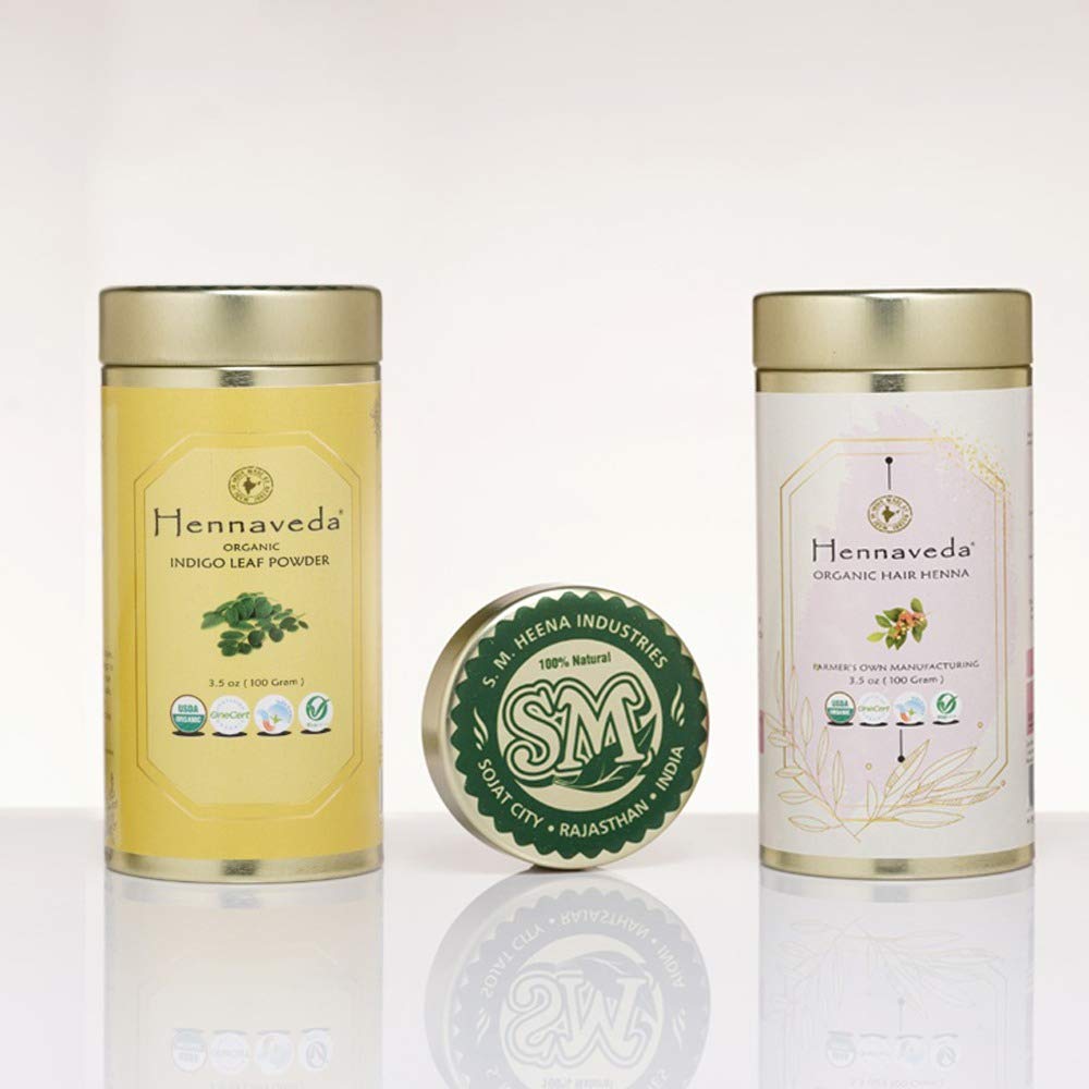 Generic Hair Henna Powder & Indigo Powder, Organic hair color combo with Hair Dye Brush, Gloves and Shower Cap 200g