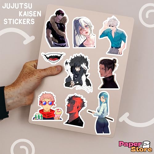 Image of Vinyl Pack of 75+ Jujutsu Kaisen Stickers for Laptop, Phone Case, Guitar, Bike, Pc, Scrapbook etc. Waterproof Glossy Laminated Residue Free Anime Stickers, self-adhesive, 6 cm