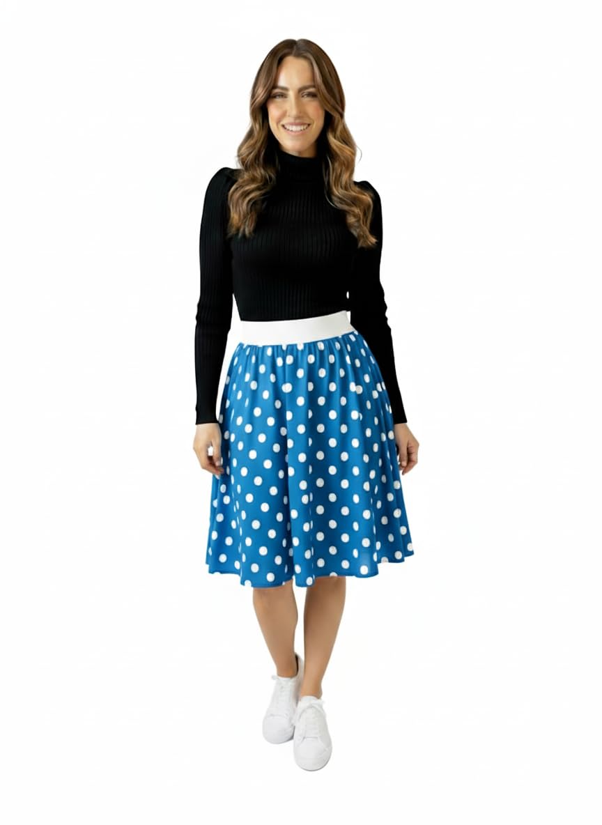Polka Dot Skirt Y2K Fashion Women Girls High Waist School Casual Party Wear 22" Length Rock n Roll Skirts