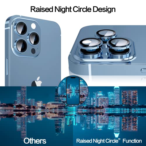 Image of YWXTW [3+1] [Upgraded] Camera Lens Protector for iPhone 13 Pro Max 6.7 Inch /iPhone 13 Pro 6.1 Inch, [Keep Original Camera] [Installation Frame] Tempered Glass Camera Lens Cover, 1 Set (Sierra Blue)