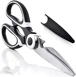 Tesoura de Cozinha Multiuso em Aço Inoxidável Premium Cabo Ergonômico e Emborrachado com Bainha de 21 cm