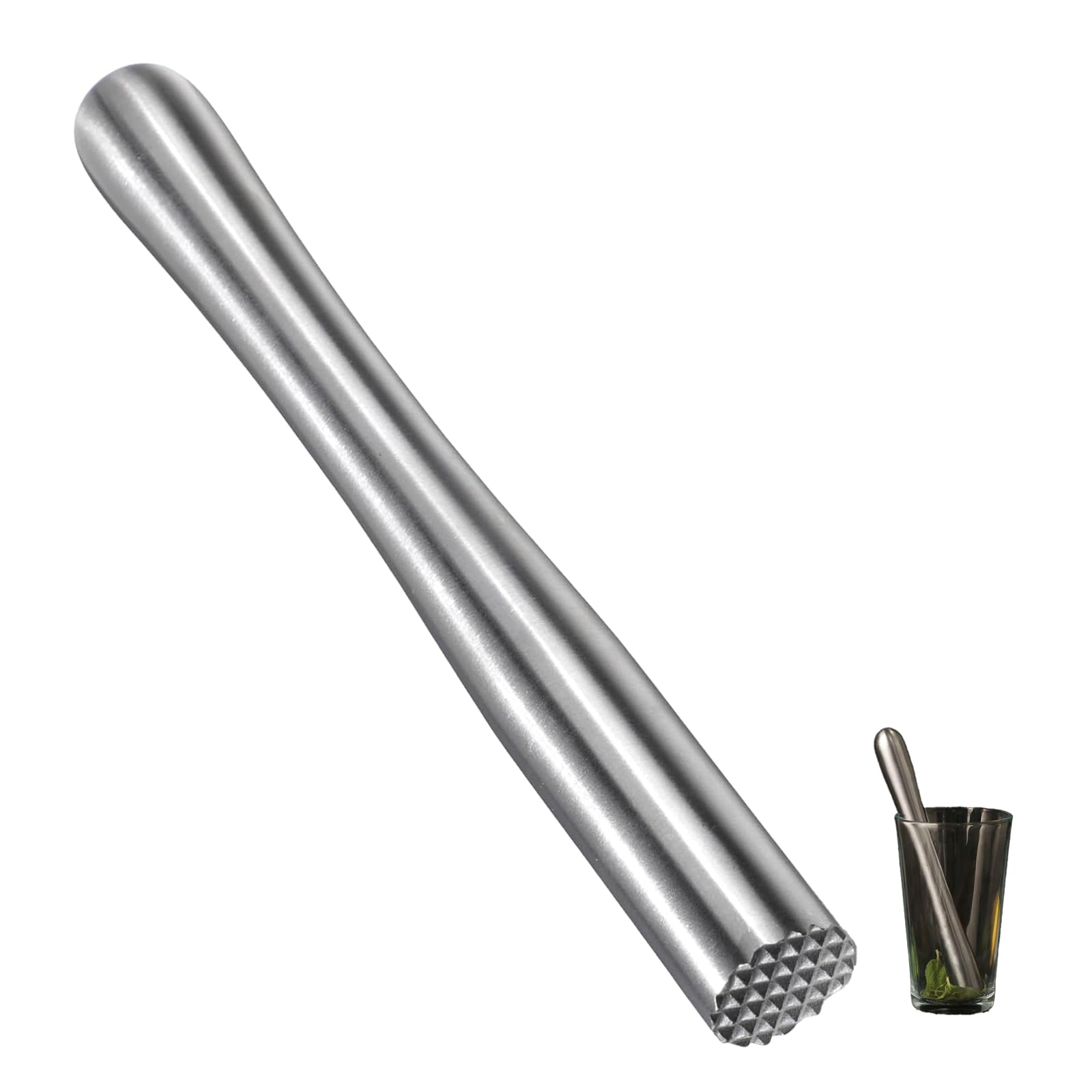 Ginddy Stainless Steel Cocktail Muddler,Bar Muddler for Cocktail Making Home Bar Tool Set Fruit Ice Crusher Barware Cocktail Muddler Mixing Muddler Tools for Mint Fruit Based Drink Bartender Tool