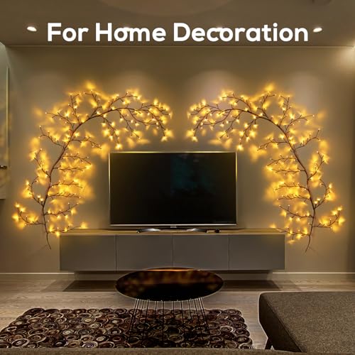 Image of YCoisini Enchanted Willow Vine Lights for Home Decor with 160LEDs, 8.2FT Wall Decoration Light with 8 Remote Control Modes (Brown)(1PCS)