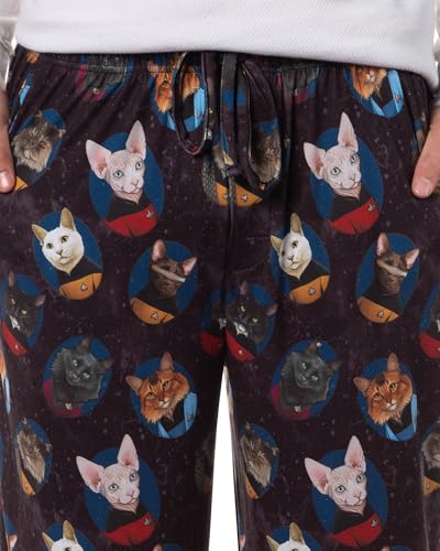 Star Trek The Next Generation TNG Men's Cat Sleep Tossed Print Pajama Pants for Adults3