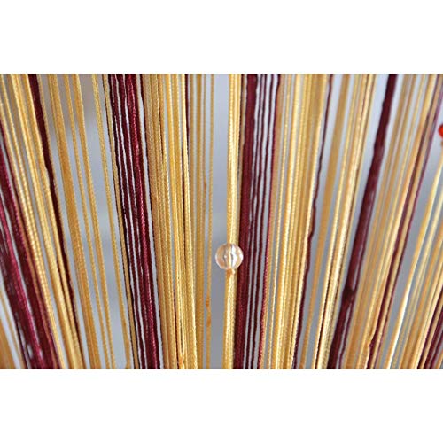 Image of Polyresin Solid Door Curtain, 9 Feet, Maroon With Gold, Pack of 2