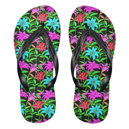 Maple Leaf Sketch Orange Blossom Pink Blue Flip Flops for Beach Thong Sandals Anti-slip Lightweight Beach Slippers for Summer Outdoor Travel