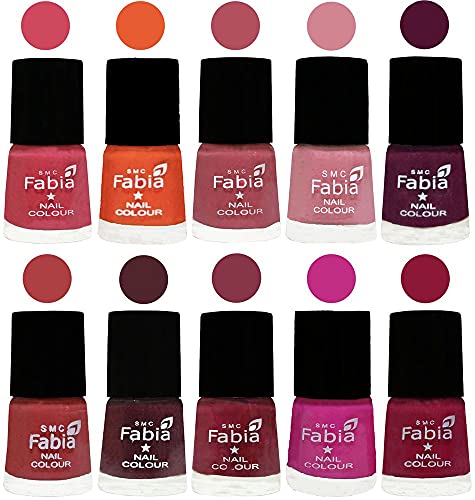 Image of ALL IN ONE (PACK OF 10), Long Lasting Glossy Nail Polish, 6 ml Each, All Vibrant Colours,02132