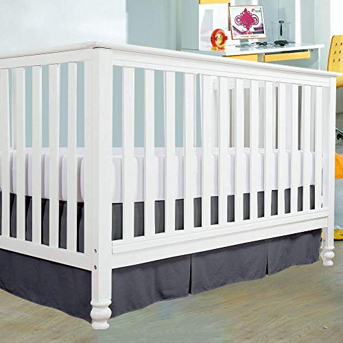 Image of Cottington Lane Crib Bed Skirt Pleated Crib Skirt Dust Ruffle, 100% Natural Cotton, Nursery Crib Toddler Bedding Skirts for Baby Boys or Girls, 14 inch Soft Crib Dust Ruffle Drop Crib Skirt-Dark Grey