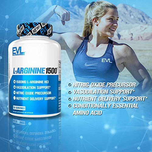 Evlution Nutrition Nitric Oxide Booster L-Arginine Supplement - High Potency Nitric Oxide Supplement With 1500Mg Of L Arginine Hcl For Enhanced Pumps Energy Muscle Growth And Vascularity No Booster #TOP2