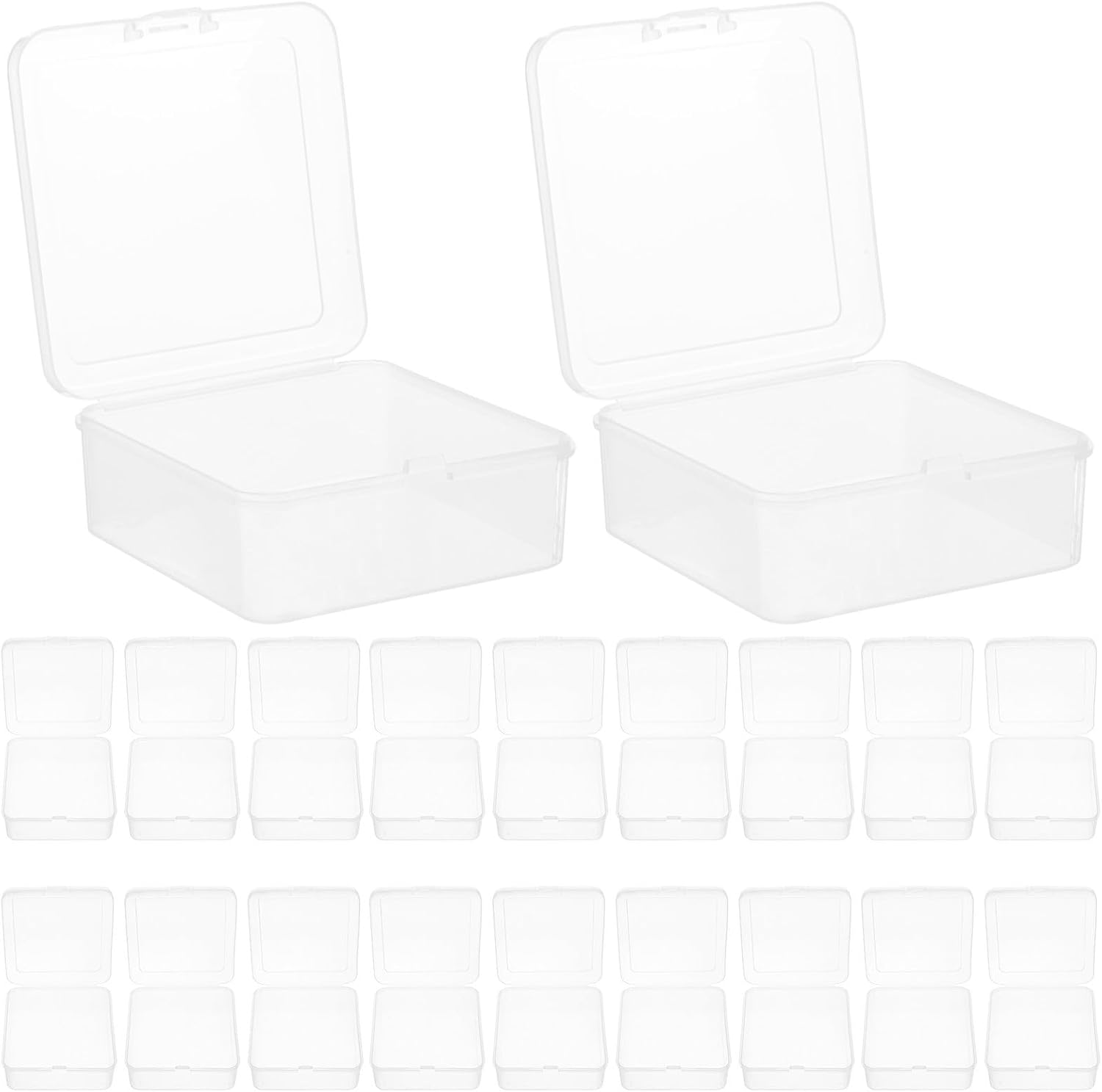 SHERCHPRY 20pcs Square Plastic Nail Storage Box Lid Organizer