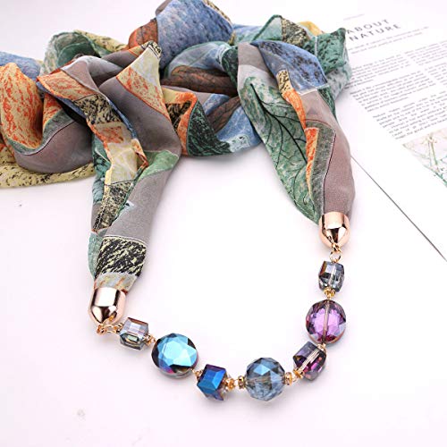 Vintage Ethnic Women's Scarf Crystal Bead Pendant Accessory Necklace Soft Infinity Scarves(sc005)4