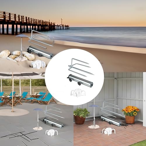 Soporte para sombrilla de playa y jardín con estaca metálica 6
