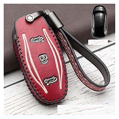 LWLD Voiture Protege Télécommande Anneau Porte Clé Porte-clés De Voiture De Voiture en Cuir Véritable en Cuir Véritable avec Porte-clés pour Tesla Modèle S Modèle X Porte Clef (Couleur : C) Cover