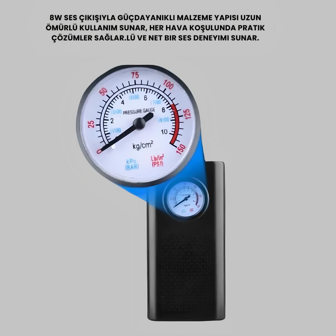 Araç Oto Pompası Şarjlı Taşınabilir Araç Hava Kompresörü - Dijital/Mekanik Göstergeli Kablosuz Araba Lastik Şişirme Pompası, Type-C Şarjlı Oto Hava Pompası, Bisiklet, Motosiklet Şişirme Kiti