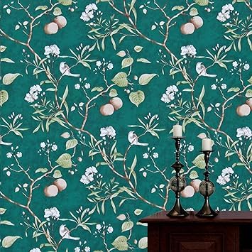 Image of Self Adhesive Waterproof Wallpaper for Kitchen Living Room Bed Room Furniture Makeover Cabinet Shelf Liner Tile Pattern Removable Contact Paper(Vintage Flower & Bird (45X500 CM)