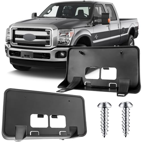 Image of License Plate Bracket Accessories for Ford F250 F350 F450 F550 Super Duty 2008 2009 2010, Front Bumper License Plate Holder Replacement Frame Black Mount