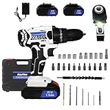 【Was Sie bekommen】 - Akku-Bohrmaschine × 1, Schnellladegerät × 1, 1,5 Ah Lithium-Ionen-Akku × 2, Steckdosen × 9, Kit-Box × 1, Flexible Welle × 1, Verlängerungsstange × 1, HSS-Spiralbohrer × 3, Schraubendreher-Bits × 10, Doppelköpfige Bits × 1, Mauerwerksbohrer × 1, Bedienungsanleitung × 1, 12 Monate Garantie und 24 Stunden Kundenservice. Wir glauben an die Qualität unseres Werkzeugsets, Null-Risiko-Kauf ist für die Zufriedenheit jedes Kunden. Bestellen Sie mit Vertrauen!