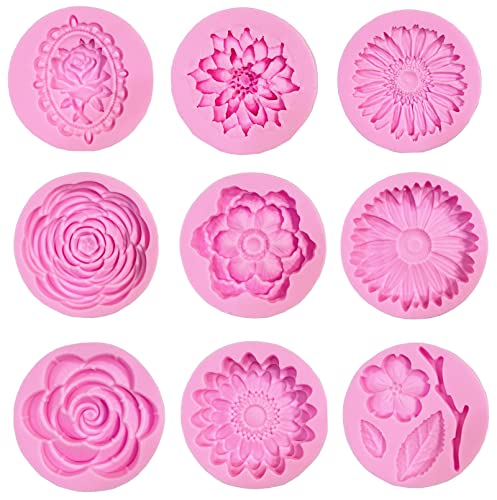 Dd-Life 9 Pcs Flowers Fondant Molds Silicone Molds For Cupcake Dessert Chocolate Jelly Cookie Decor, Jewelry, Pastry, Chocolate,Handmade Soap Mould Candy Making #TOP15