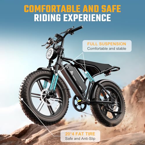 Image of TST Electric Bike for Adults, 1500W Peak Motor 28 MPH 100 Miles Fat Tire E Bike 48V 25Ah Removable Battery 20 inch Electric Bike with Hydraulic Suspension UL 2849 Certification