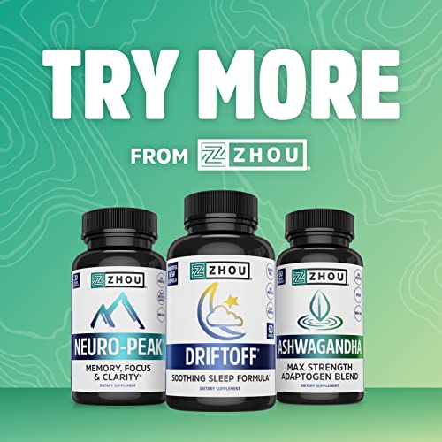 Zhou Calm Now Soothing Support With B Vitamins, Ashwagandha, Magnesium & Zinc, Relax, Focus & Positive Mind, Supports Serotonin Increase, Non-Gmo, Vegan, Gluten-Free, 30 Servings - 60 Vegcaps #TOP4