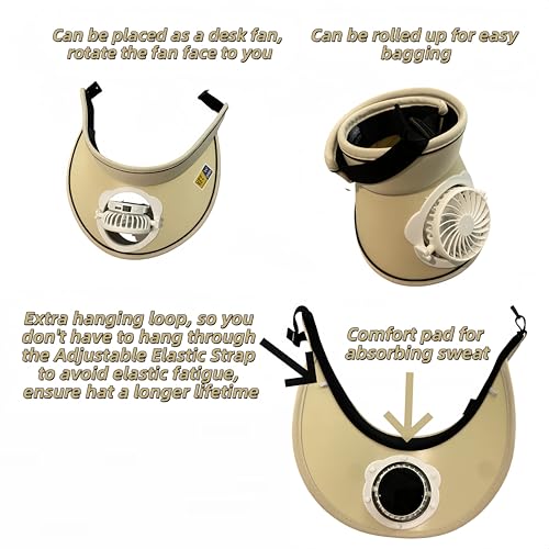 Solar Panel Powered Cooling Rotate Fan Visor Hats Ponytail Wide Brim2