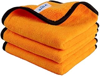 MR.SIGA Professional Premium Microfiber Towels for Household Cleaning, Dual-Sided Car Washing and Detailing Towels, Gold, 15.7 x 23.6 inch, 3 Pack