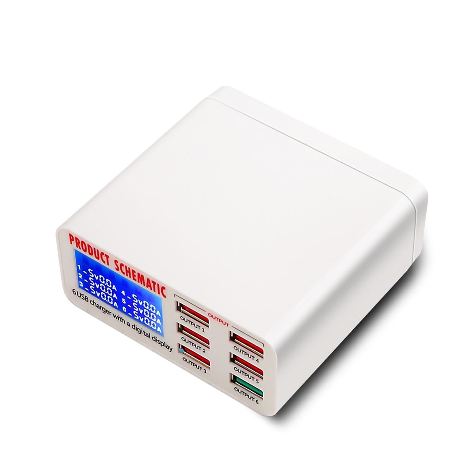 Stazione Ricarica, 6 Porte USB Caricatore A Ricarica Rapida Display LED Stazione Di Ricarica USB Multipla Dock Ricarica Universale For Telefono Cellulare(40W-896,P)