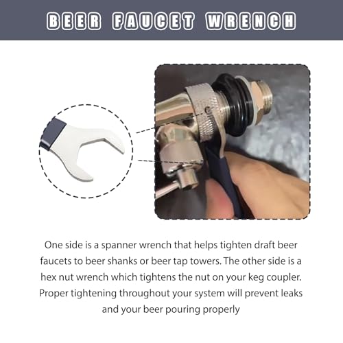 Image of Ziyuan Beer Faucet Wrench Tool - Heavy Duty Hex Nut Tap Wrench - 1 Pack | Beer Tap Wrench, Maintenance Tool for Draft Beer Systems, Heavy Duty Hex Nut Faucet Wrench for Kegerator and Keg Couplers