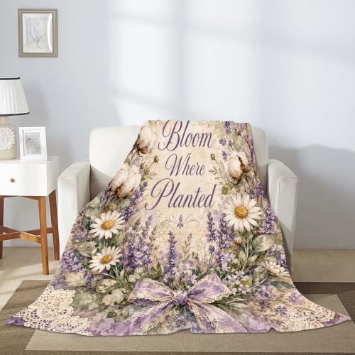 Couverture flanelle douce violette grand format pour lit et canapé rustique - 7