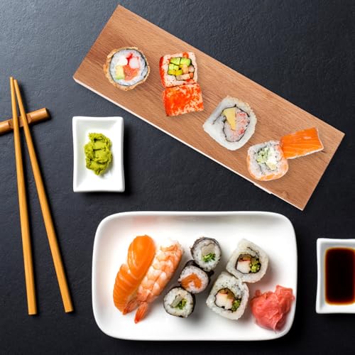 Bandeja para servir sushi madera 30x10 cm estilo japonés miniatura 5