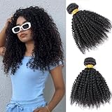 VIYAVIYA Mongolian Afro Kinky Curly Human Hair Bundle 20 Inch 1 Single Bundle 4B 4C Human Hair Curly Weave Bundles for Black Women Brazilian Virgin Human Hair Bundle Hair Extensions Natural Color