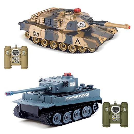 POCO DIVO Abrams vs Tiger Infrared Battle Tanks 2-Set Combat Fight Pair 2.4Ghz RC Battling Tank Remote Control Military Vehicle