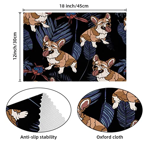 Sets de table Corgi antidérapants lot de 6 lavables pour repas - 5