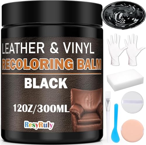 Leather Recoloring Balm Black Leather Dye Vinyl Paint Car Interior Seat Furniture Conditioner Couch Recliner Boots Jacket Shoes Handbag Purse Belt Color...