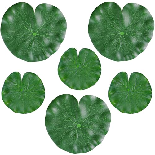 Feuilles De Lotus Flottantes Pour Étang,6 Pcs Feuilles De Nénuphar Flottantes,Feuilles De Lotus...