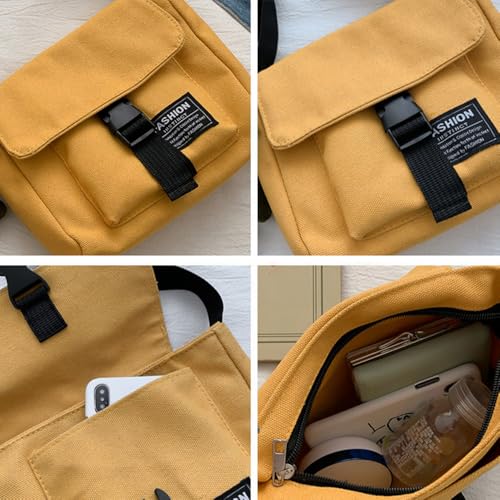 Adjustable Crossbody Bag Casual Canvas Crossbody Bag Lightweight Small Shoulder Bags for Women Men with Buckle Design3